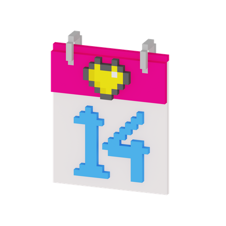 14 February  3D Icon