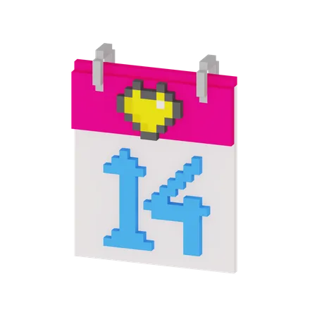 14 February  3D Icon