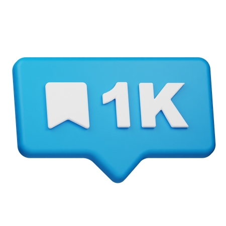 1K Bookmarks Notification  3D Icon