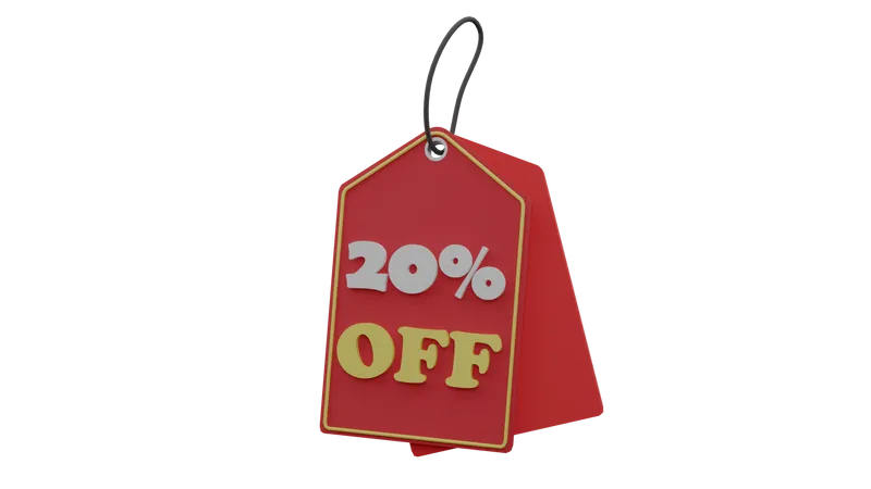 20 Percent Discount Tag  3D Icon