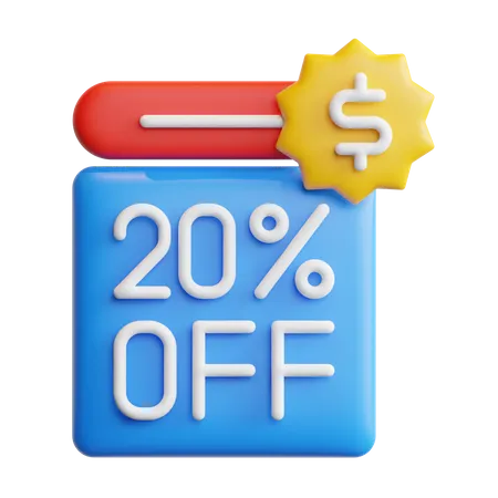 20 Percent Off  3D Icon