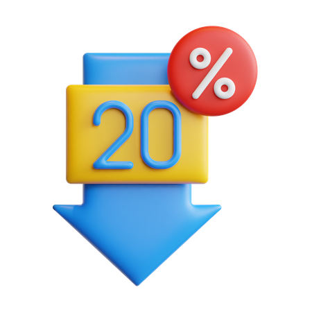 20 Percent Price Drop  3D Icon