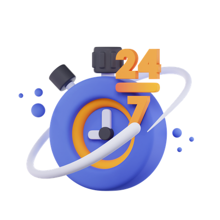 24 7 Clock  3D Icon