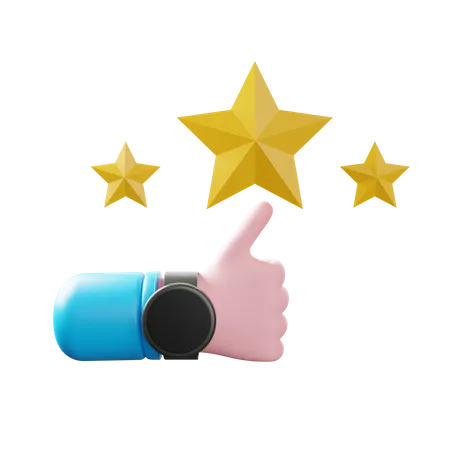 3 Star Rating  3D Illustration