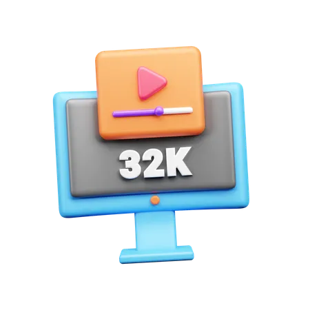 32 K Resolution  3D Icon