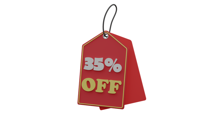 35 Percent Discount Tag  3D Icon