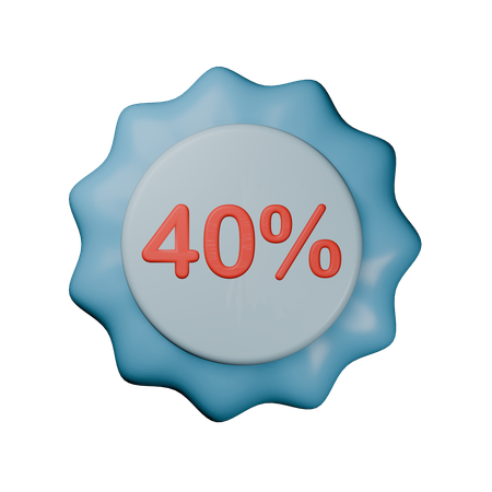 40% Discount Badge  3D Icon