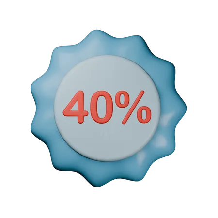 40% Discount Badge  3D Icon