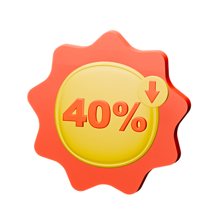 40% Discount Badge  3D Icon