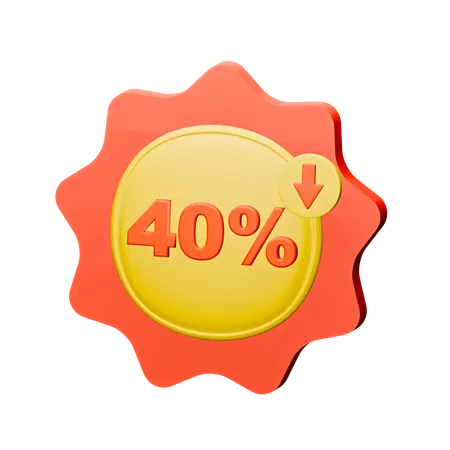 40% Discount Badge  3D Icon