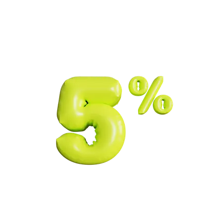 5 Percent Discount  3D Icon