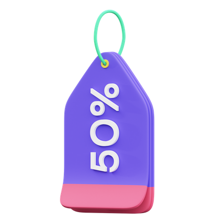 50 Percent Tag  3D Illustration