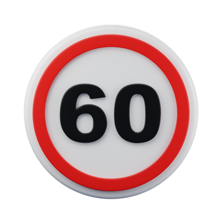 60 Maximum speed Sign 3d icon  3D Icon