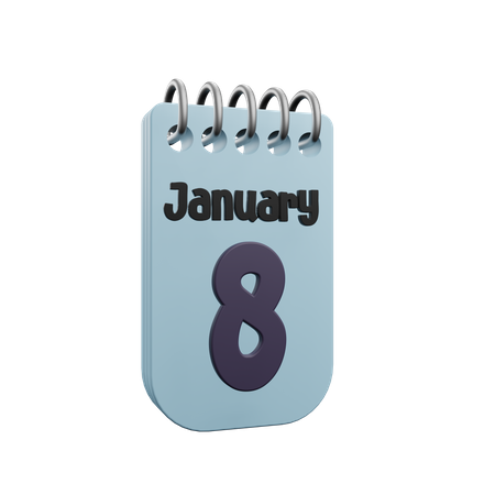 Calendario del 8 de enero  3D Icon