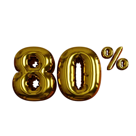 80 Percent Discount  3D Icon