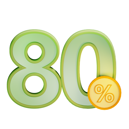 80 Percent Discount  3D Icon