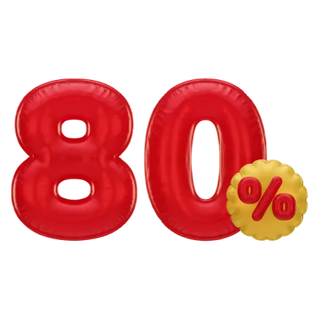 80 Percent Discount  3D Icon