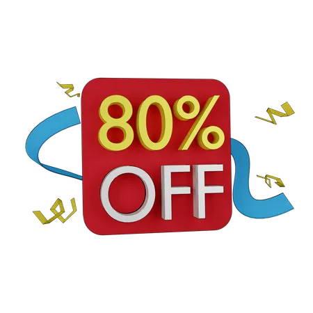 80 Percent Discount Tag  3D Icon