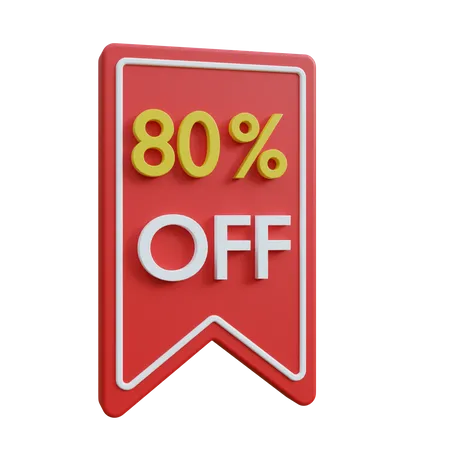 80 Percent Discount Tag  3D Icon