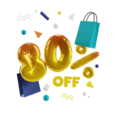 80 Percent Off  3D Illustration