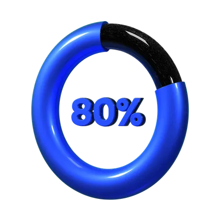 80 Percent Pie Chart  3D Illustration