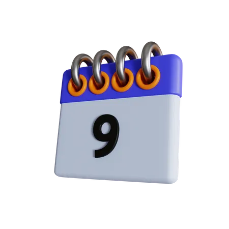 9 Date  3D Icon