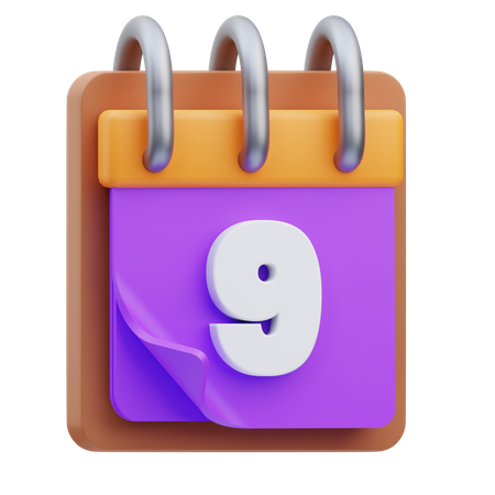 9 Date Calendar  3D Icon