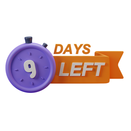 9 Days Left  3D Icon