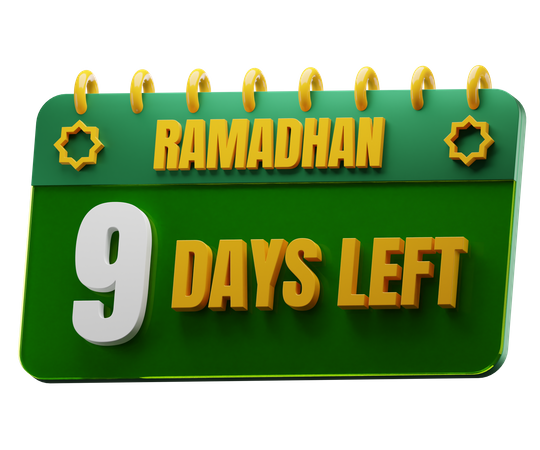 9 Days Left to Ramadan  3D Icon