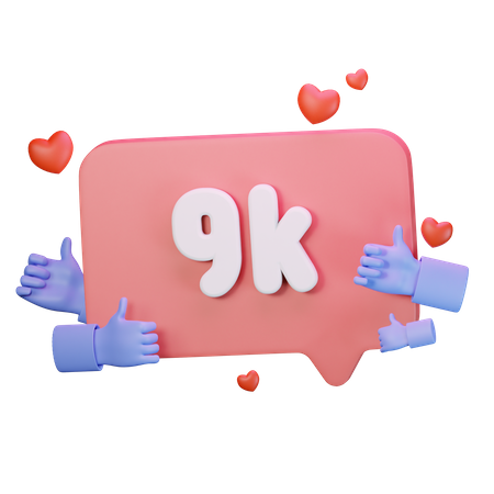 9K Love Like Followers  3D Icon