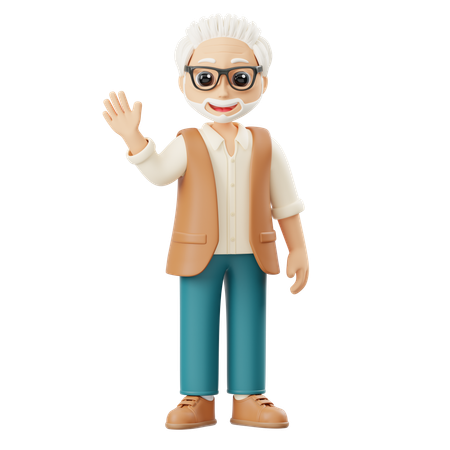 El abuelo saluda  3D Illustration