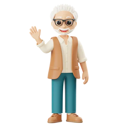 El abuelo saluda  3D Illustration