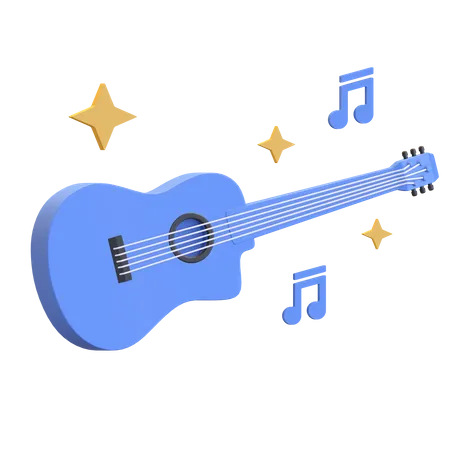 Acoustic guitar  3D Illustration