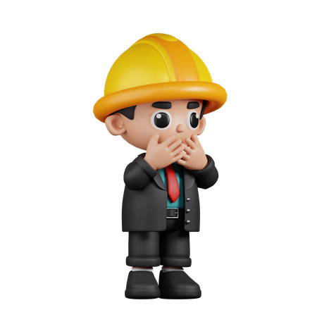 Afraid Engineer  3D Illustration