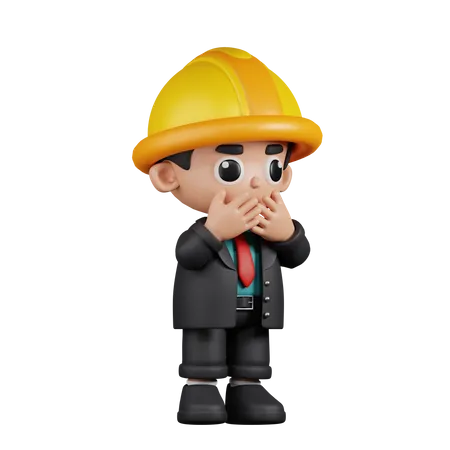 Afraid Engineer  3D Illustration