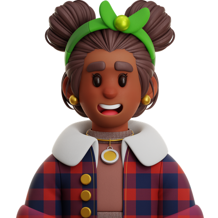 AFRICAN WOMAN WITH FLANNEL JACKET  3D Icon