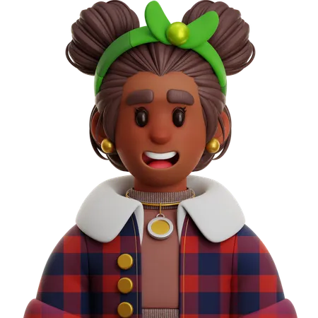 AFRICAN WOMAN WITH FLANNEL JACKET  3D Icon