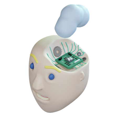 Ai Brain Chip  3D Icon