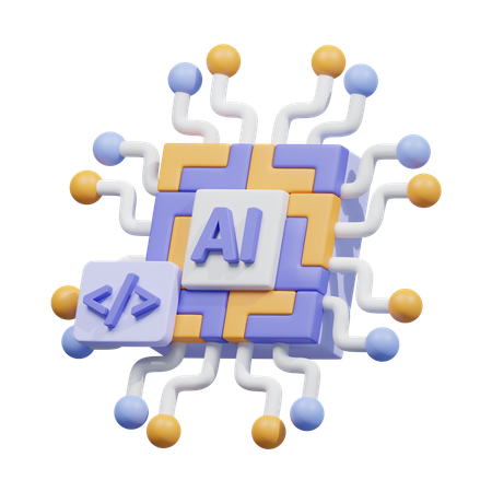 Ai coding processor  3D Icon