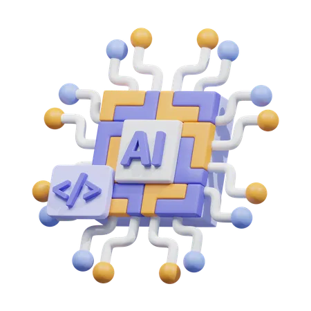 Ai coding processor  3D Icon