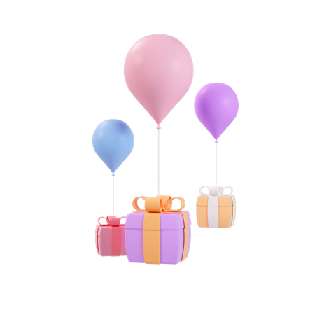 Air balloon delivery  3D Illustration