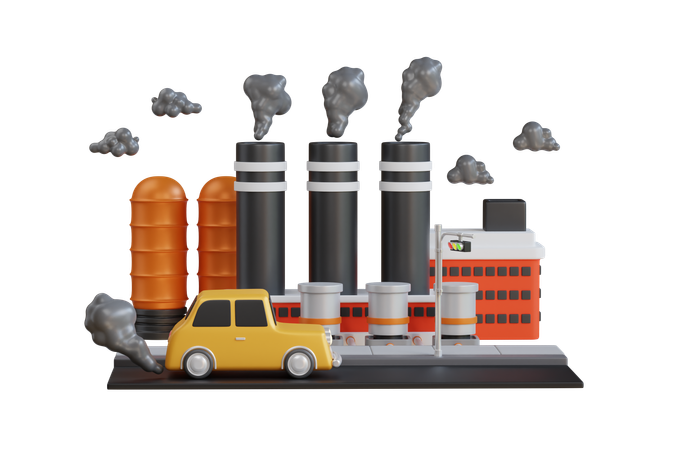 Air Pollution  3D Illustration