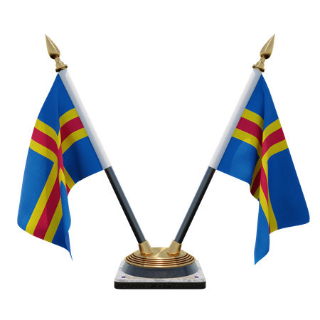 Åland Double Desk Flag Stand  3D Flag