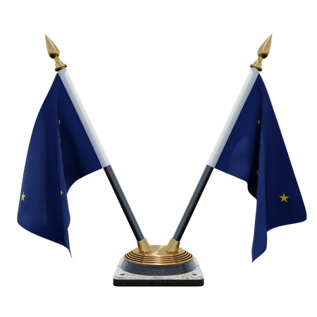 Alaska Double Desk Flag Stand  3D Flag