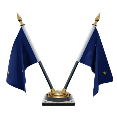 Alaska Double Desk Flag Stand  3D Flag