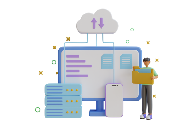 Almacenamiento de datos en la nube  3D Illustration