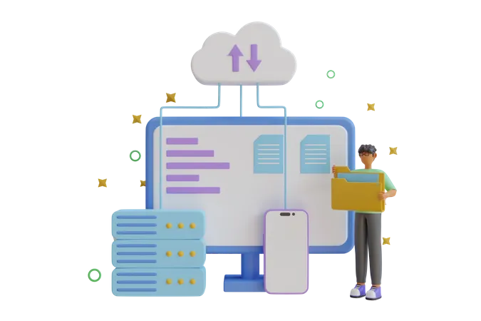 Almacenamiento de datos en la nube  3D Illustration