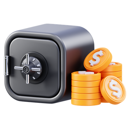 Almacenamiento de dinero y monedas  3D Icon