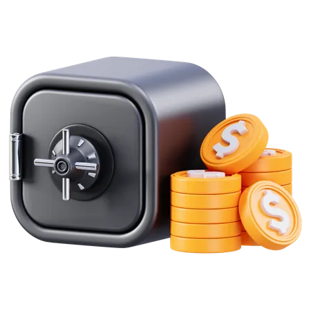 Almacenamiento de dinero y monedas  3D Icon