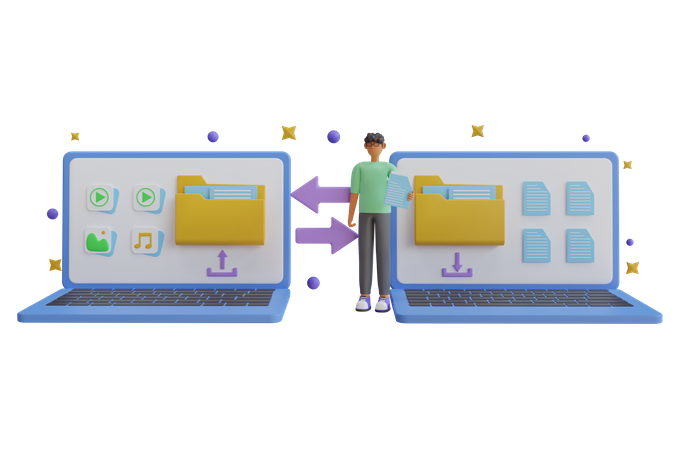 Almacenamiento de respaldo en la nube  3D Illustration